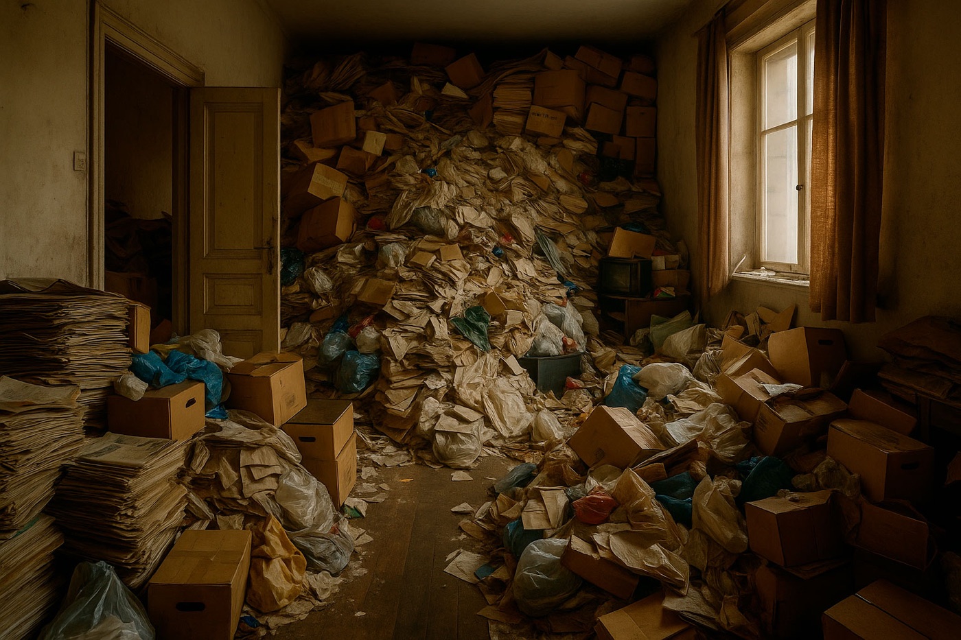 Limpieza extrema en Barcelona. Retirada de residuos, desinfección y eliminación de olores en casos complejos.